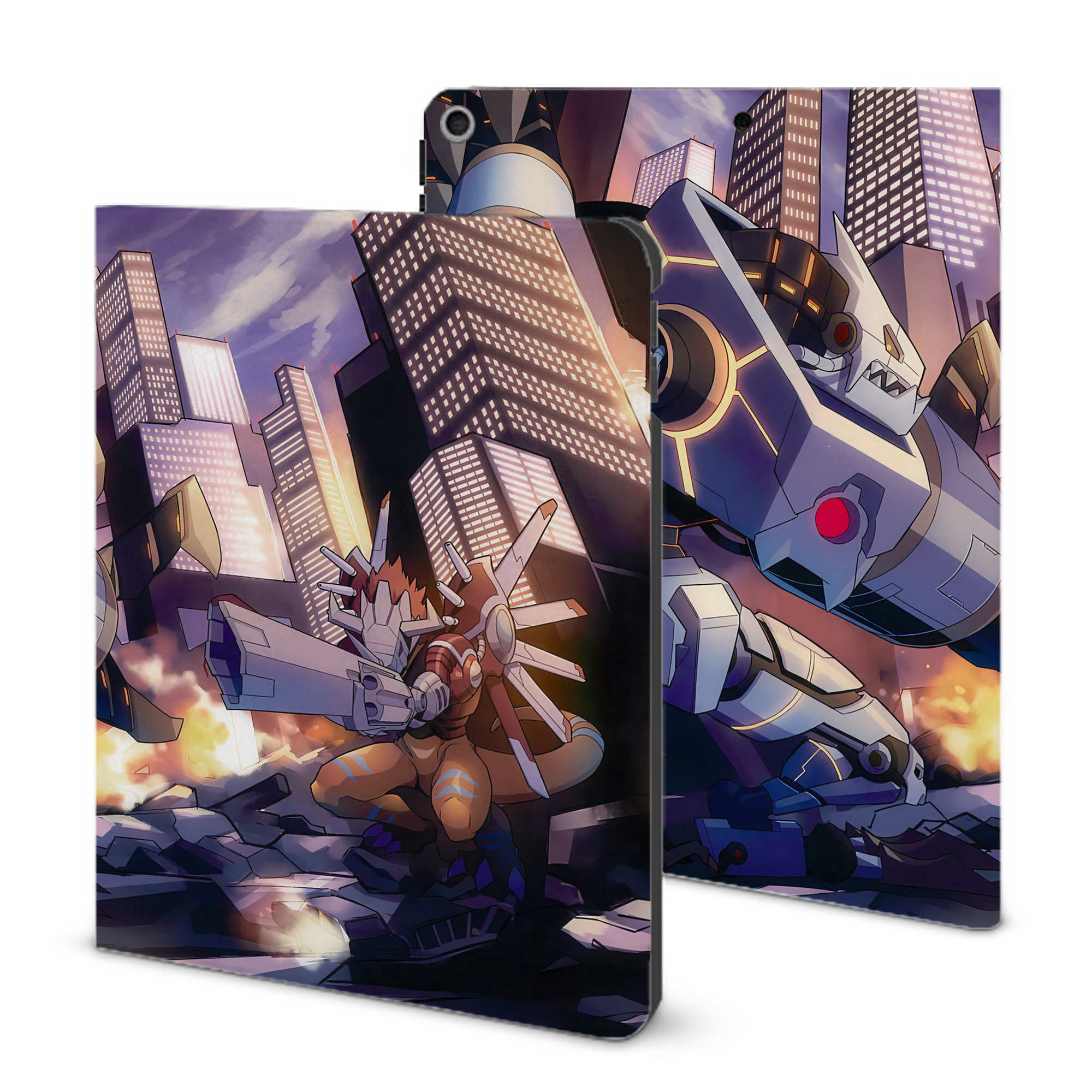 （画像用） Digimon デジタルモンスター/デジモン IPad ケース ブック型 PUレザー TPU 耐衝撃 軽量 薄型 ペン収納なし 全面保護 IPad 各モデル対応